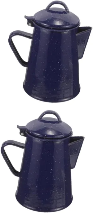 VOSAREA 2pcs Strong Material Enamel Pot Tea Kettle for Camping Rv Coffee Pot Household Teapot