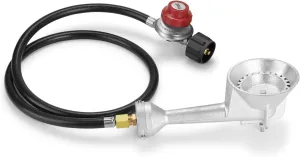 WADEO High Pressure Cast-Iron Round Burner Head, Propane Burner Head with 4FT 20 PSI Adjustable High Pressure Propane Regulator with Hose and Brass Fitting