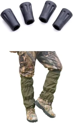 Walking Stick Tips Replacement 4 Pack Trekking Poles Tips   Waterproof Gaiters for Hiking Boots Leg Gaiters Boot Gator