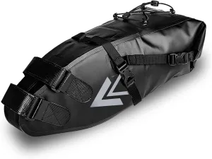 Waterproof Bicycle Saddle Bag - 13L Roll-Top Closure Cycling Bike Seat Bag Under Seat Storage Pack for Mountain Road Bike Travel (Black)