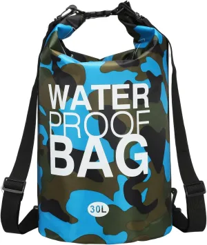 Waterproof Dry Bag, 30L Fit for Women Men Water Proof Bags Lightweight Dry Storage Floating Backpack with Whistle for Travel Boating Kayaking (Sky Blue Camouflage)