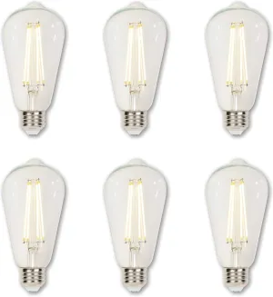 Westinghouse 4518320 6.5 Watt (60 Watt Equivalent) ST20 Dimmable Clear Filament LED Light Bulb, Medium Base, 6-Pack