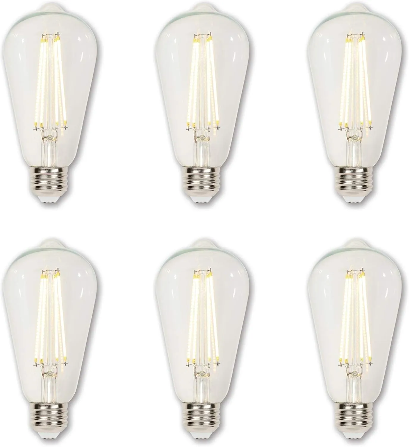 Westinghouse 4518320 6.5 Watt (60 Watt Equivalent) ST20 Dimmable Clear Filament LED Light Bulb, Medium Base, 6-Pack