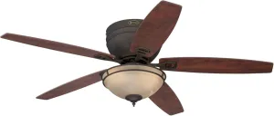 Westinghouse 7209600 Traditional Carolina LED 52 inch Oil Rubbed Bronze Indoor Ceiling Fan, LED Light Kit with Amber Alabaster Bowl