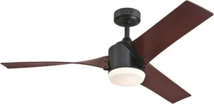 Westinghouse 7227000 Evan, Modern LED Ceiling Fan with Light and Remote Control, 52 Inch, Matte Black Finish, Opal Frosted Glass