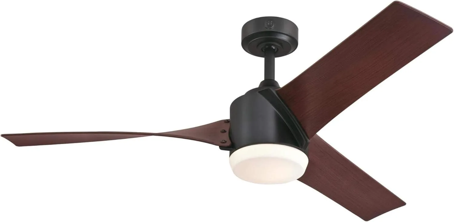 Westinghouse 7227000 Evan, Modern LED Ceiling Fan with Light and Remote Control, 52 Inch, Matte Black Finish, Opal Frosted Glass