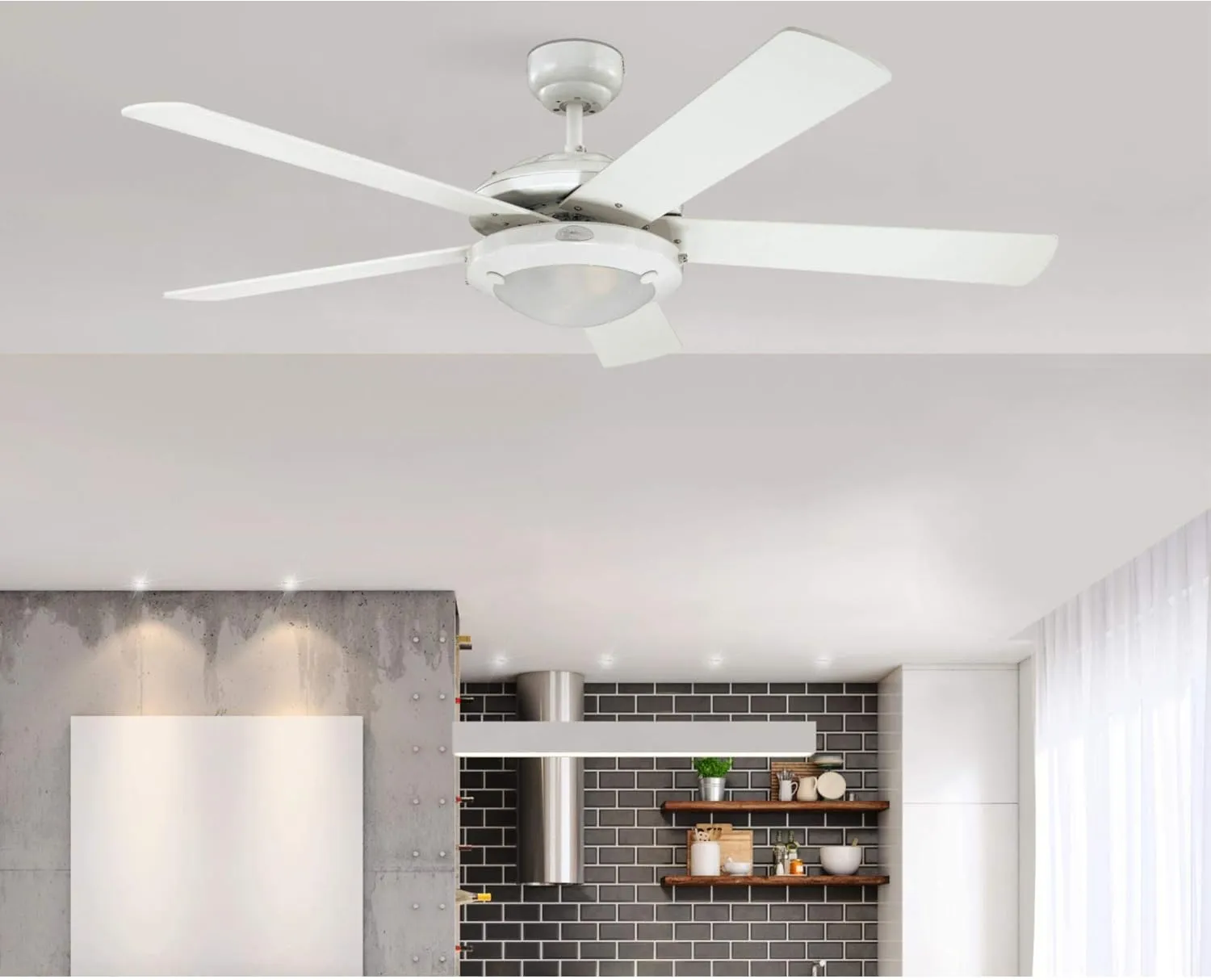 Westinghouse 7233600 Comet Indoor Ceiling Fan with Light, White