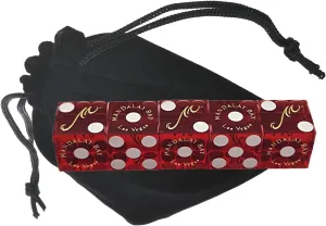 Wide Selection Authentic Las Vegas Casino Dice Craps Stick Sets with Matching Serial Numbers 5-Dice ... Plus Storage Pouch (Mandalay Bay - Red Polished)