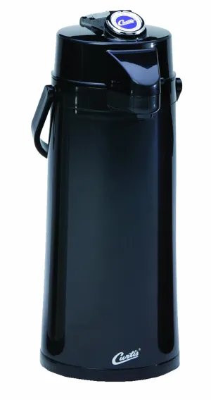 Wilbur Curtis Thermal Dispenser Air Pot, 2.2L Black Body S.S. Liner Lever Pump - Commercial Airpot Pourpot Beverage Dispenser - TLXA2203S000 (Each)