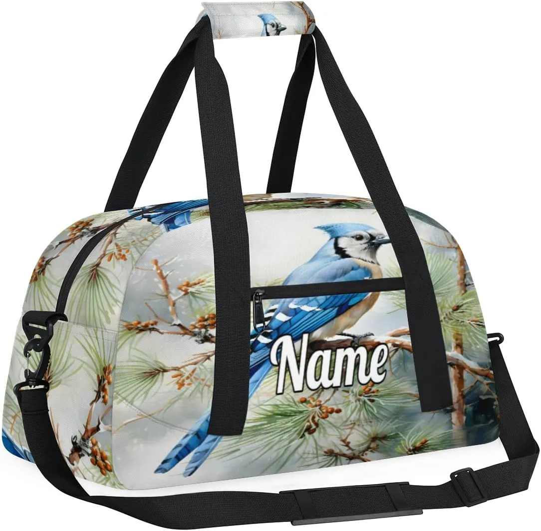 Wild Birds Custom Name Sport Duffel Bag Dance Bag for Girls Teens Personalized Ballet Bag Gift for Birthday Christmas Helloween