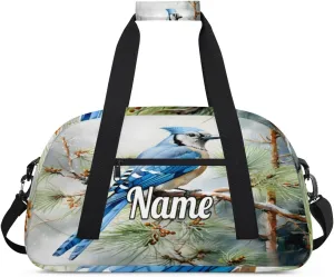 Wild Birds Custom Name Sport Duffel Bag Dance Bag for Girls Teens Personalized Ballet Bag Gift for Birthday Christmas Helloween