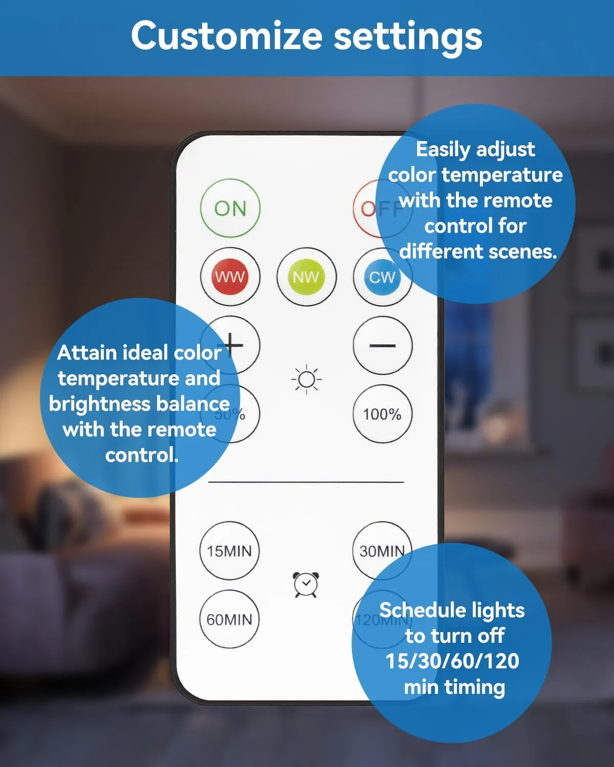 WirelessGlow Rechargeable Light Bulbs with Remote, 3 Color Temperatures and Dimmable Battery Light Bulbs, Touch Control   USB Rechargeable Battery Operated Light Bulb, A19