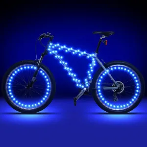 Woanger 3 Pcs LED Bike Lights for Night Riding Bicycle Frame and Wheel Lights Battery Powered Bike Accessories Gifts for Adults Riding at Night