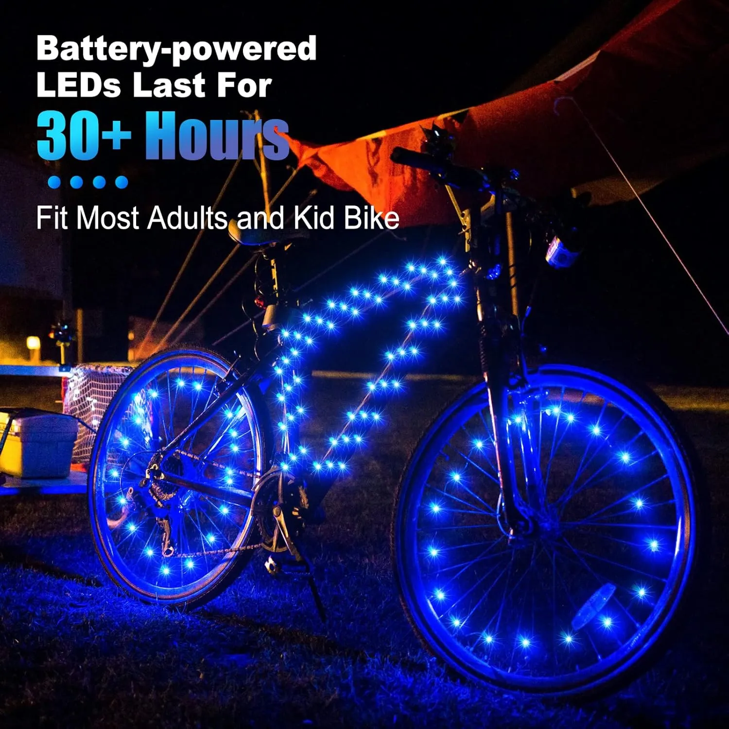 Woanger 3 Pcs LED Bike Lights for Night Riding Bicycle Frame and Wheel Lights Battery Powered Bike Accessories Gifts for Adults Riding at Night