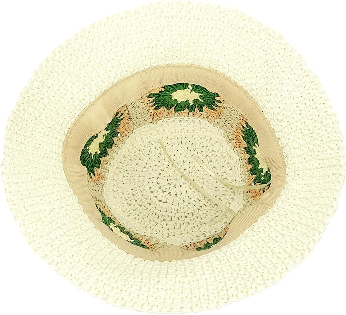 Women Straw Sun Hat Foldable Beach Hat Sunflower Floppy Bucket Hat