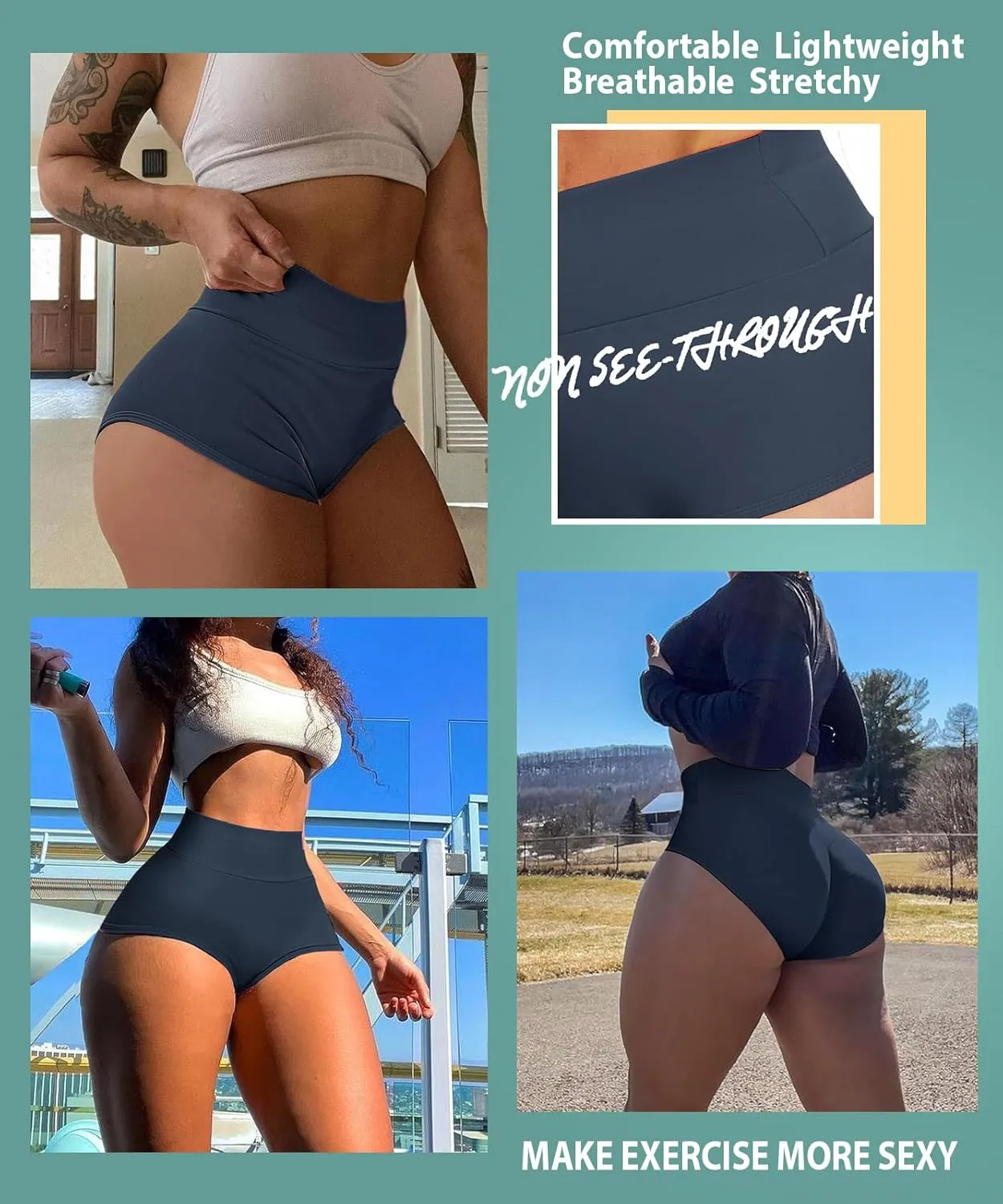 Women's High Waist Yoga Booty Shorts Workout Spandex Dance Hot Pants Butt Lifting Leggings Rave Outfits