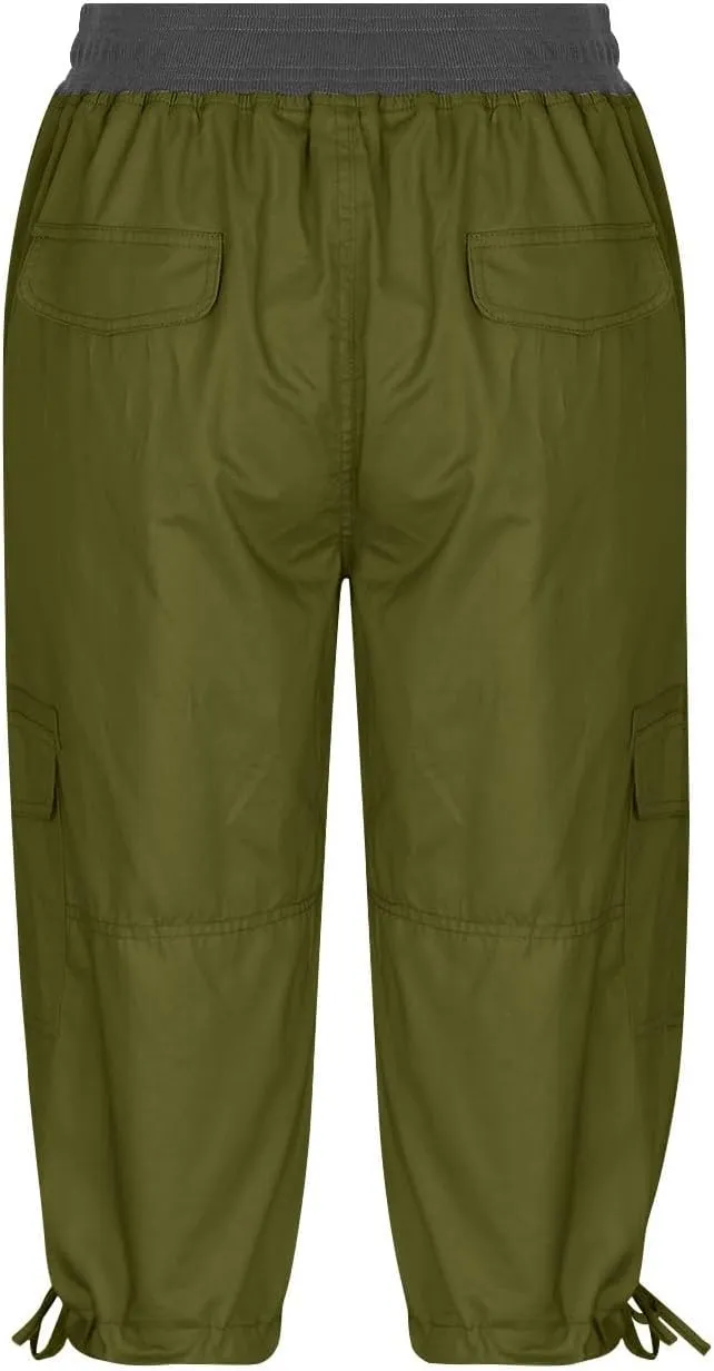 Women's Hiking Capris Quick Dry Lightweight Ladies Petite Summer Cargo Pants Stretchy Multi-Pocket for Travel Camping