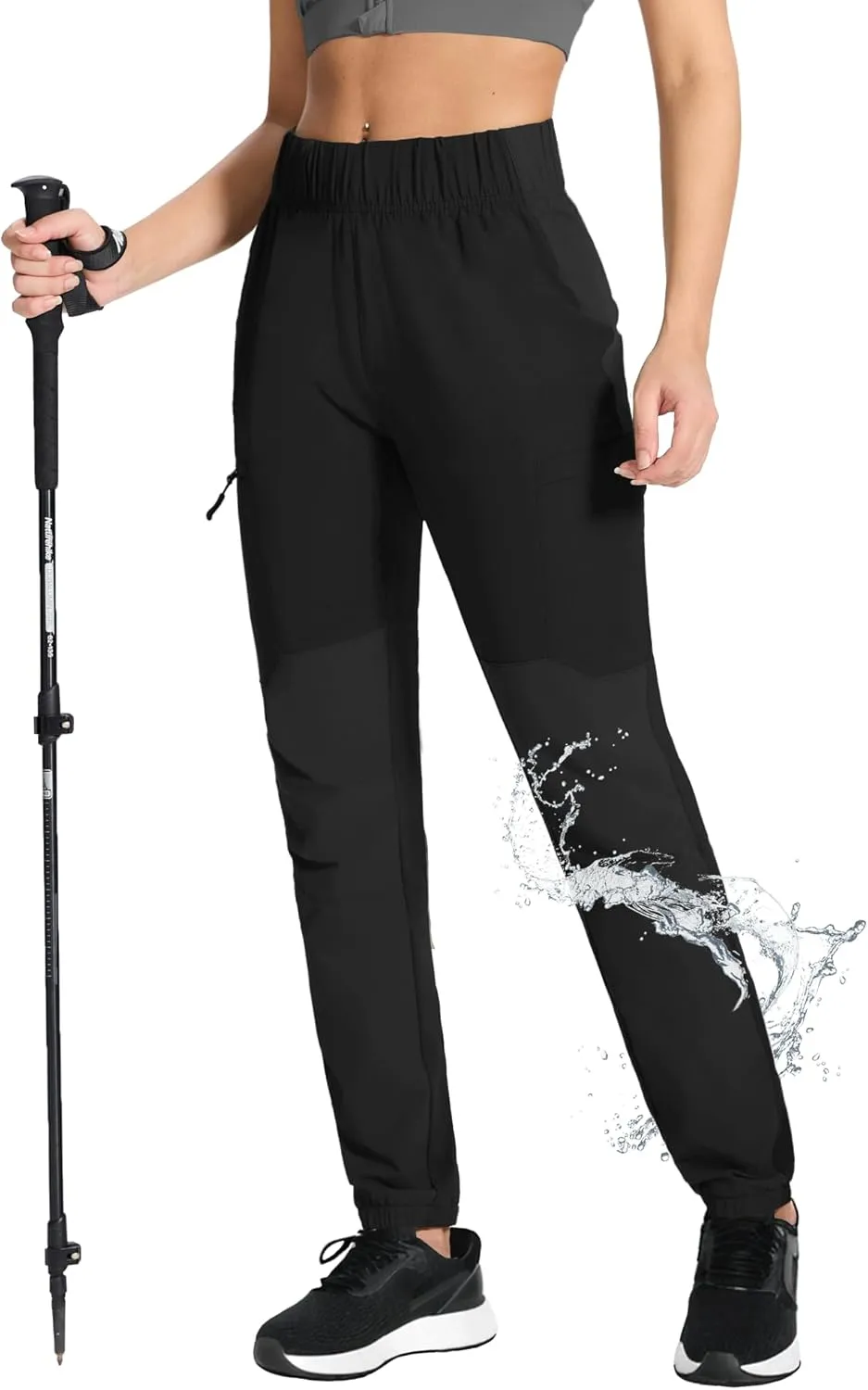 Women's Hiking Pants Quick Dry Travel Lightweight Waterproof Waist Cargo Pants with Zipper Pockets Casual Outdoor
