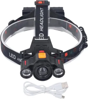 Work Headlight Modes Angle Adjustable Water Prevent USB Charging Light for Outdoor Use Black