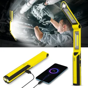 Work Light, Ropelux Rechargeable LED Work Light 1500 Lumens, Portable Flashlight 180° Rotate 3 Modes, with 3 Magnetic Base and Hook Mechanic Light, for Car Repairing/Under Hood/Emergency (Yellow)