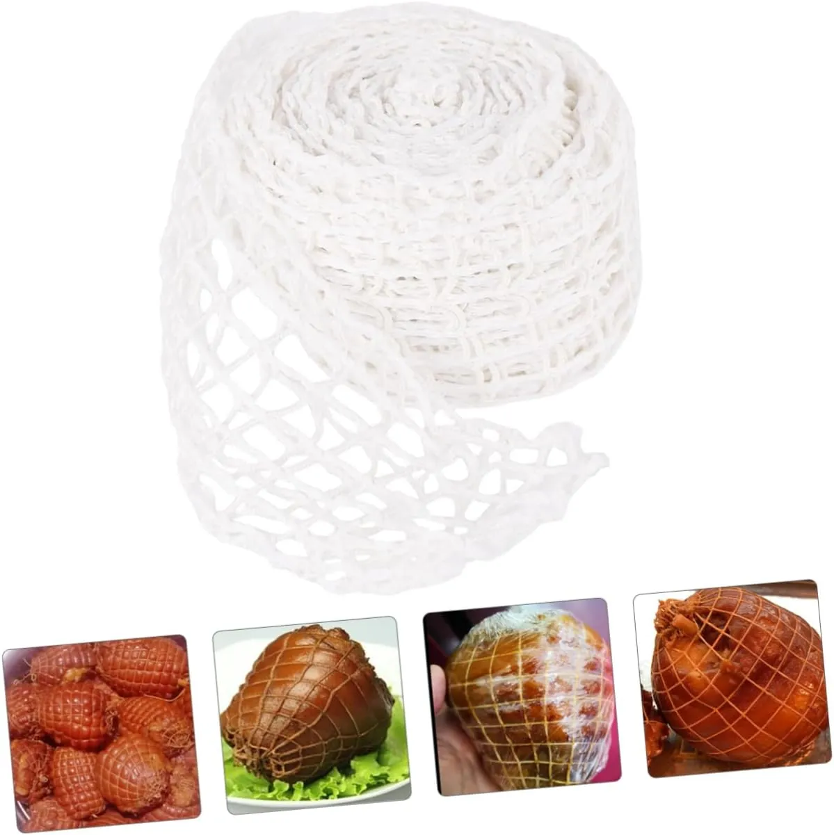 Yardwe 2 Rolls Sauce Elbow Net Set Shredded Pork Polyester Fiber White Braised