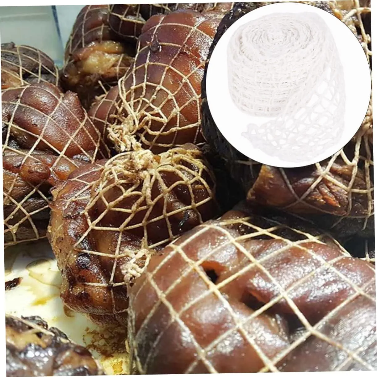 Yardwe 2 Rolls Sauce Elbow Net Set Shredded Pork Polyester Fiber White Braised