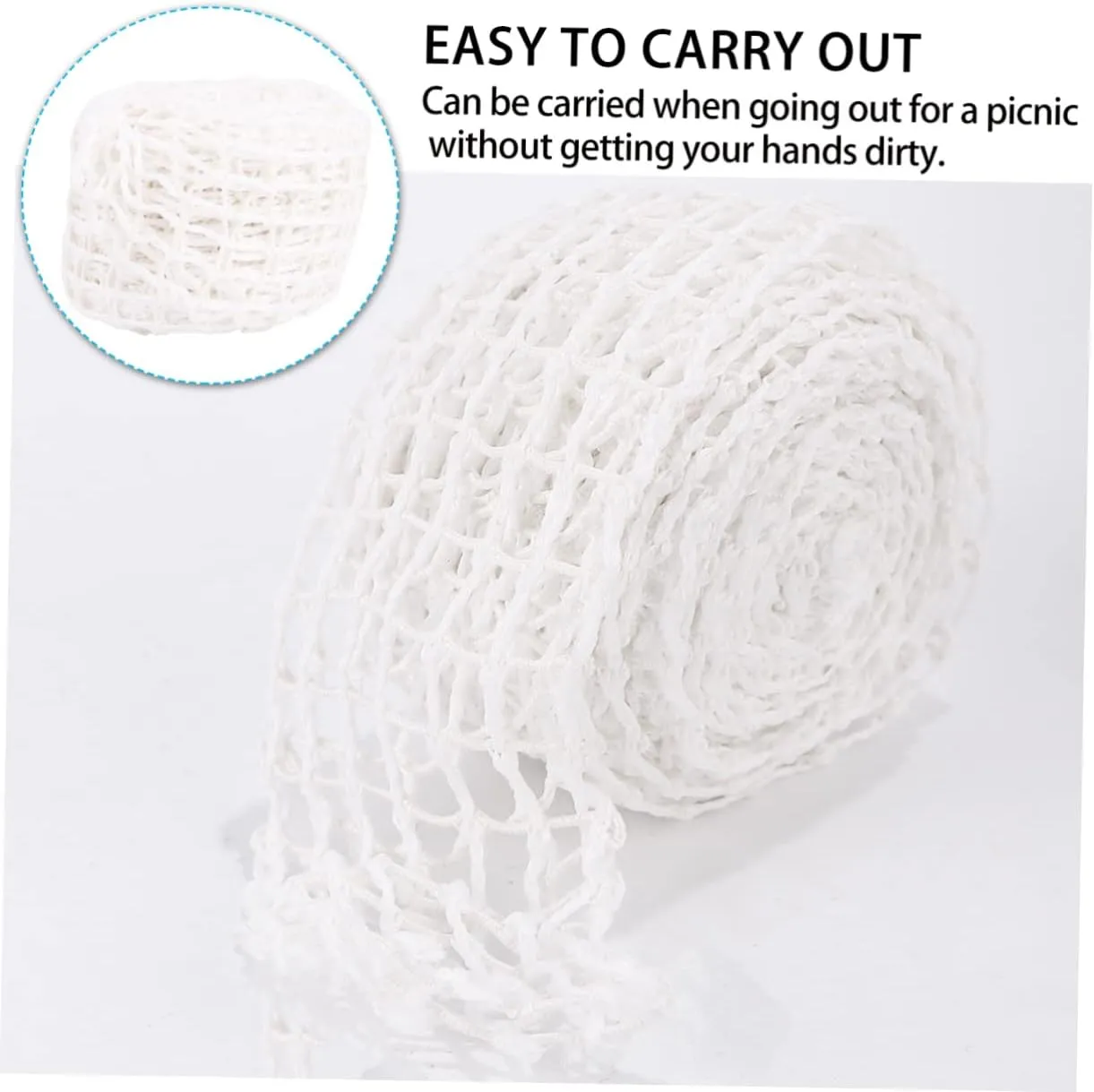 Yardwe 2 Rolls Sauce Elbow Net Set Shredded Pork Polyester Fiber White Braised