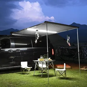 Yescom 4.6x6.6' Car Awning Vehicle Roof Rack Side Awning with LED for SUV Truck Van Tailgate Rooftop Pull Out Tent Shelter Overlanding Shade Outdoor Camping Travel