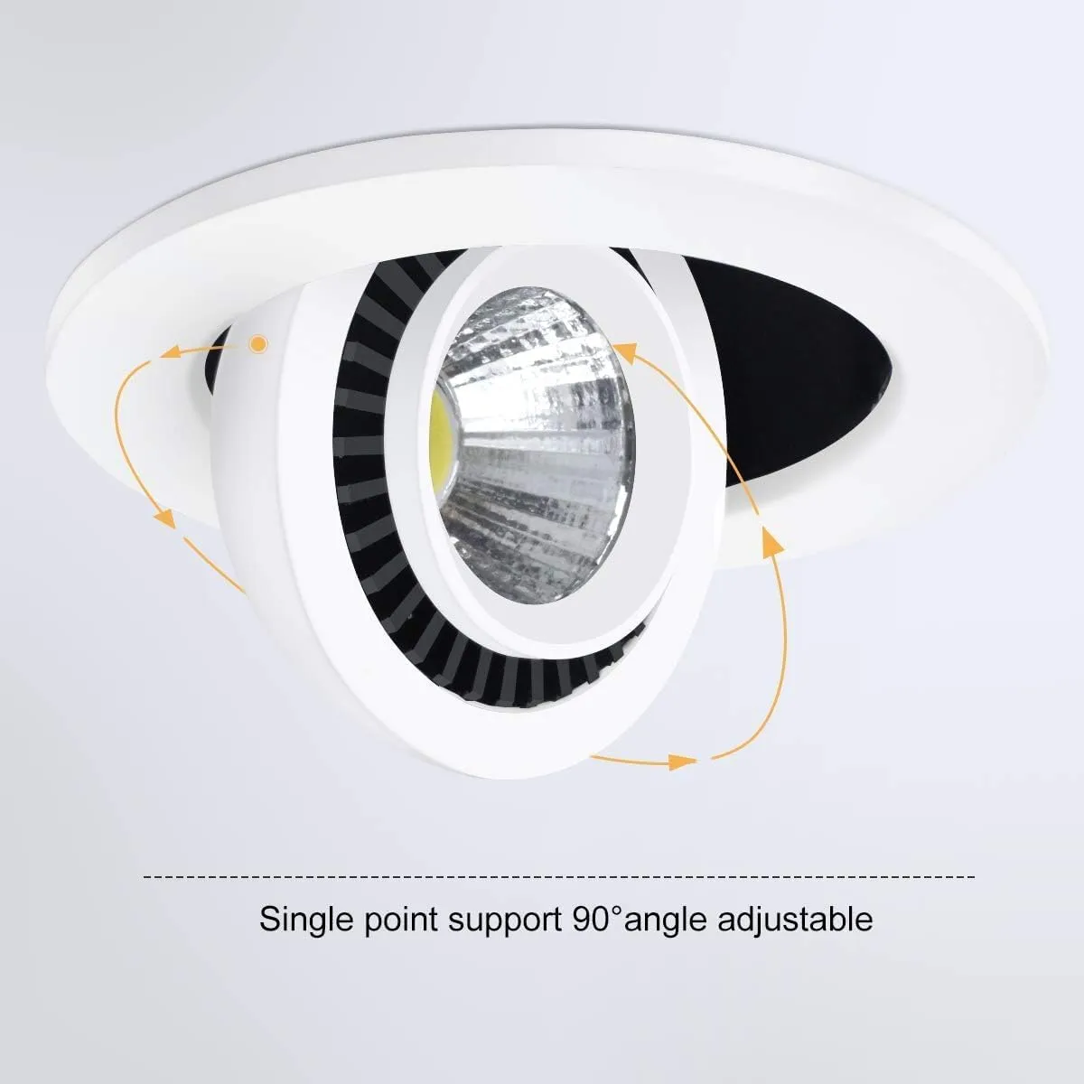 YGS-Tech 3 Inch Eyeball Gimbal LED Recessed Lighting Dimmable Downlight, 5W (50W Halogen Equivalent) Adjustable Spotlight, 2700K Ultra Warm White, CRI80, Ceiling Light with LED Driver (4 Pack)
