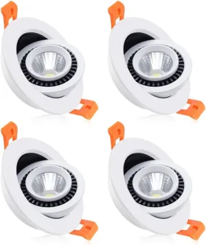 YGS-Tech 3 Inch Eyeball Gimbal LED Recessed Lighting Dimmable Downlight, 5W (50W Halogen Equivalent) Adjustable Spotlight, 2700K Ultra Warm White, CRI80, Ceiling Light with LED Driver (4 Pack)