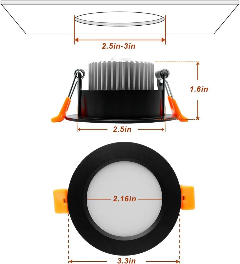 YGS-Tech 3 Inch LED Recessed Lighting, Dimmable Downlight 5W(40W Halogen Equivalent), CRI80, 2700K Ultra Warm White, Ceiling Light with LED Driver(4 Pack)