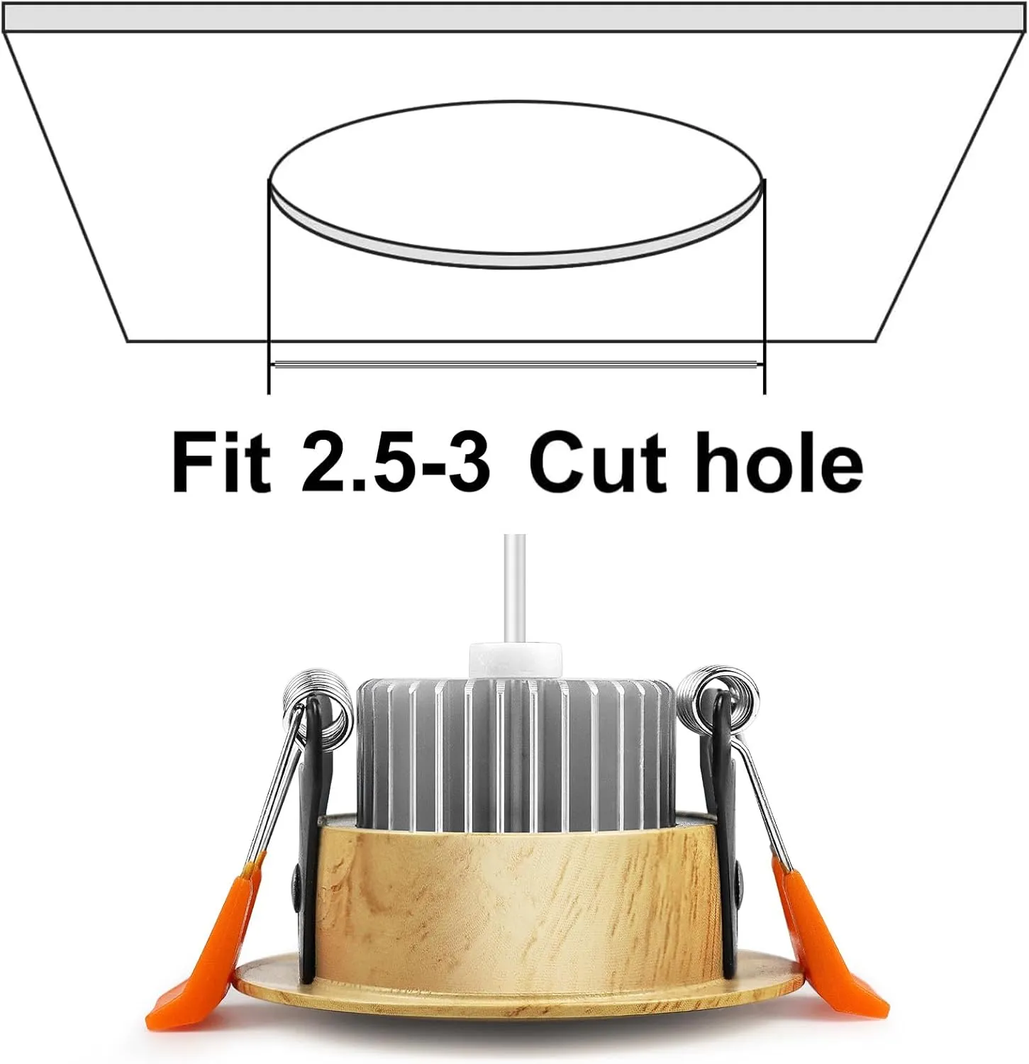 YGS-Tech 3 Inch LED Recessed Lighting, Wood Grain Style Dimmable Downlight, 5W(40W Halogen Equivalent), 3000K Warm White, CRI80, LED Ceiling Light with Driver (4 Pack)