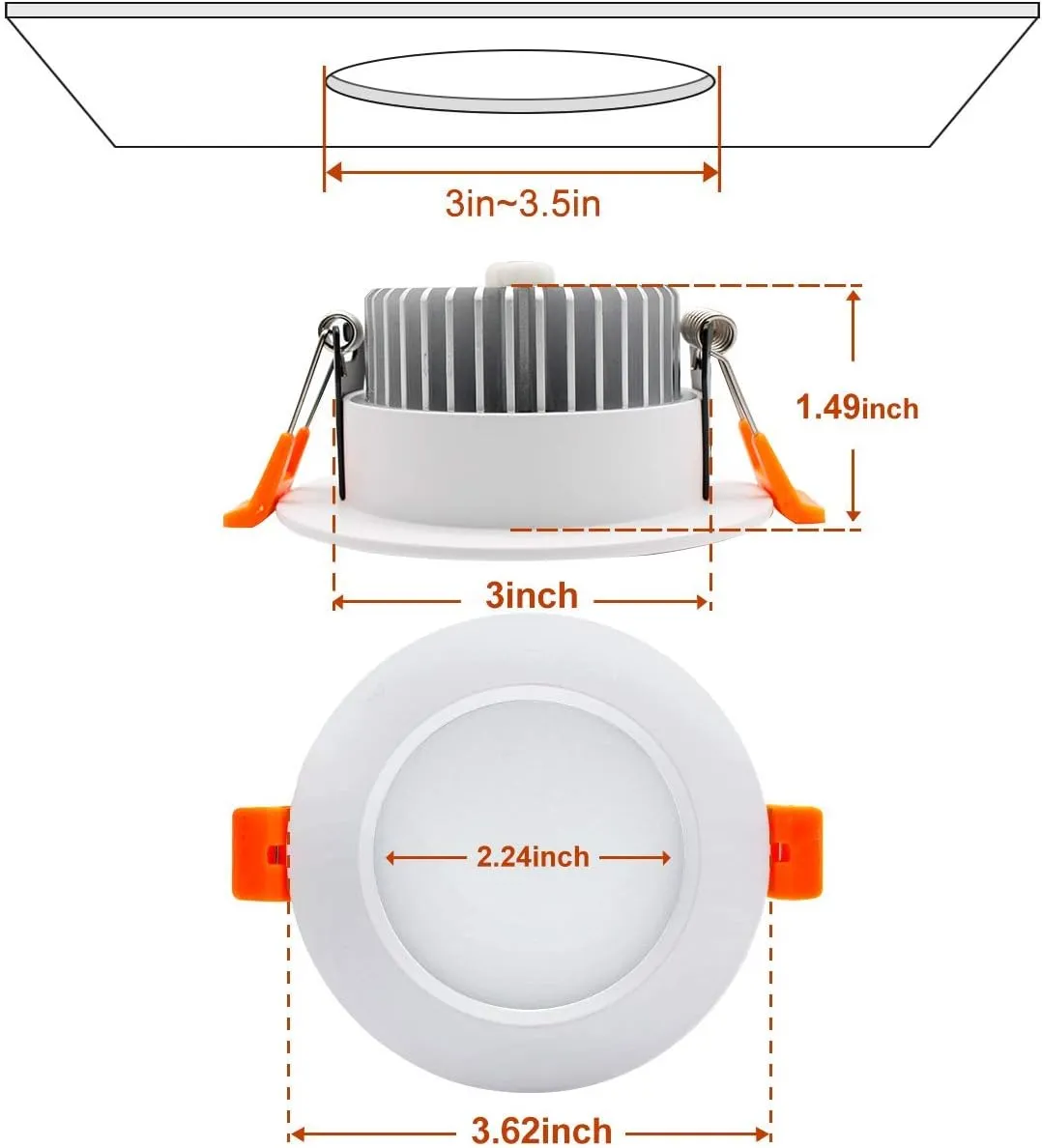 YGS-Tech 3.5 Inch LED Recessed Lighting, Dimmable Downlight 7W(55W Halogen Equivalent), CRI80, 4000K Natural White, Ceiling Light with LED Driver(10 Pack)