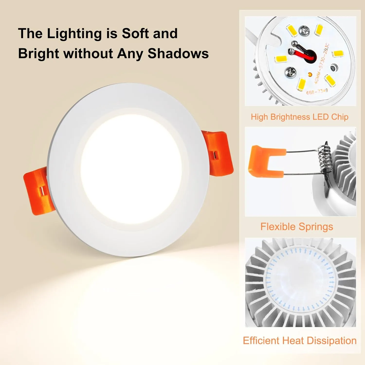 YGS-Tech 3.5 Inch LED Recessed Lighting, Dimmable Downlight 7W(55W Halogen Equivalent), CRI80, 4000K Natural White, Ceiling Light with LED Driver(10 Pack)