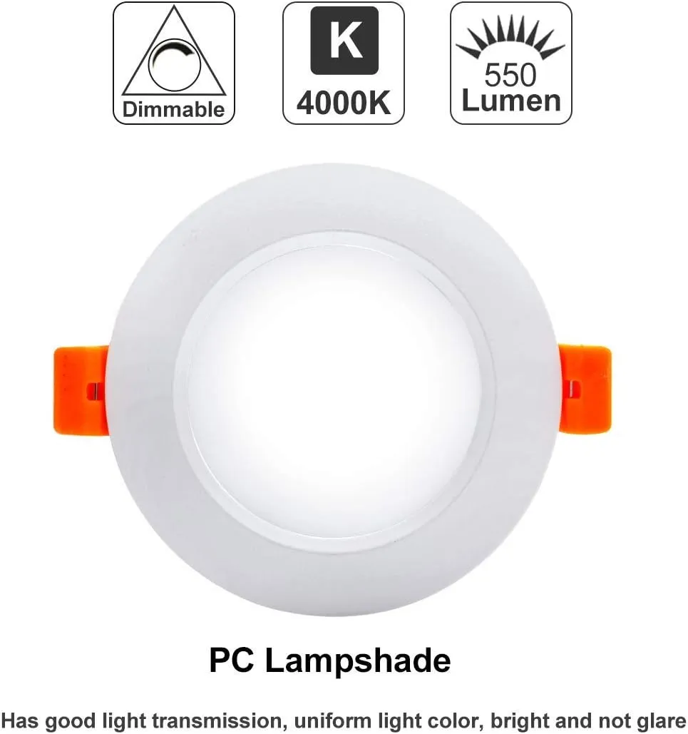 YGS-Tech 3.5 Inch LED Recessed Lighting, Dimmable Downlight 7W(55W Halogen Equivalent), CRI80, 4000K Natural White, Ceiling Light with LED Driver(10 Pack)