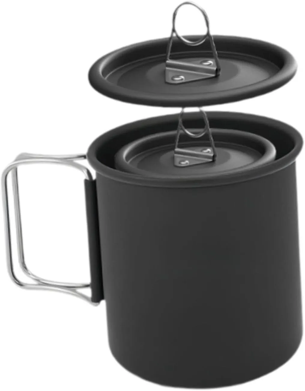 Yiju 2 Pieces Aluminum Cups Coffee Tea Mugs Tableware with Foldable Handle Fishing Water Mugs Tea Pots for Hiking Outdoor Cooking
