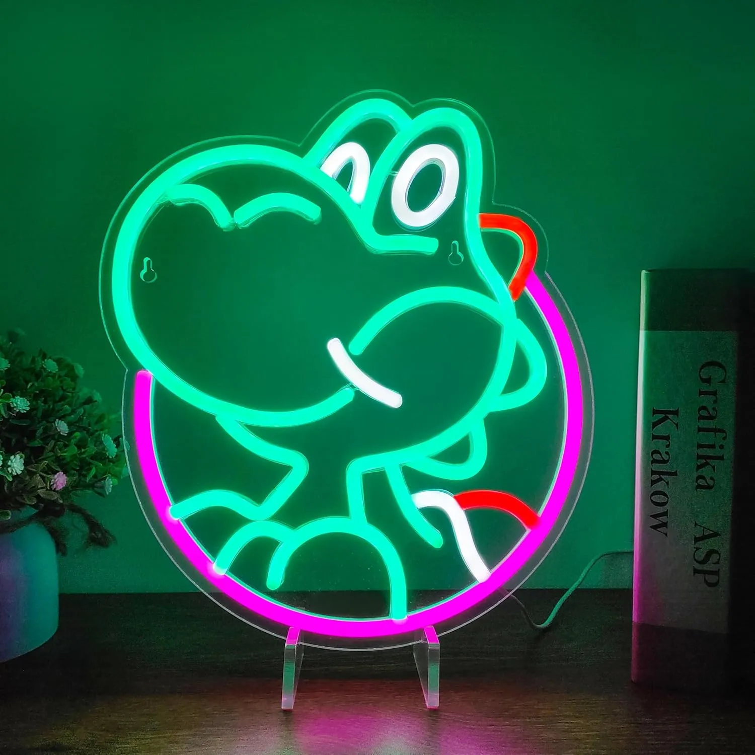 Yoshii Neon Sign for Wall Decor, Mario Lamp Game Decor, Anime Neon Light for Gamer and Kids Room, Gaming Enthusiasts