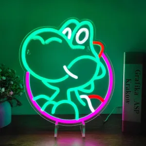 Yoshii Neon Sign for Wall Decor, Mario Lamp Game Decor, Anime Neon Light for Gamer and Kids Room, Gaming Enthusiasts