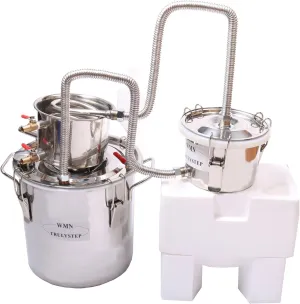 YUEWO 3 Pots DIY 8Gal/30Litres Still Stainless Steel Water Alcohol Distiller Home Brew Wine Making Kits with Thumper Keg for DIY Brandy Whisky Wine Distilled Water