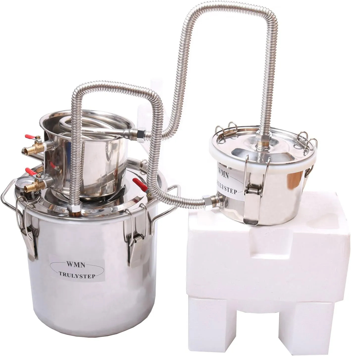 YUEWO 3 Pots DIY 8Gal/30Litres Still Stainless Steel Water Alcohol Distiller Home Brew Wine Making Kits with Thumper Keg for DIY Brandy Whisky Wine Distilled Water