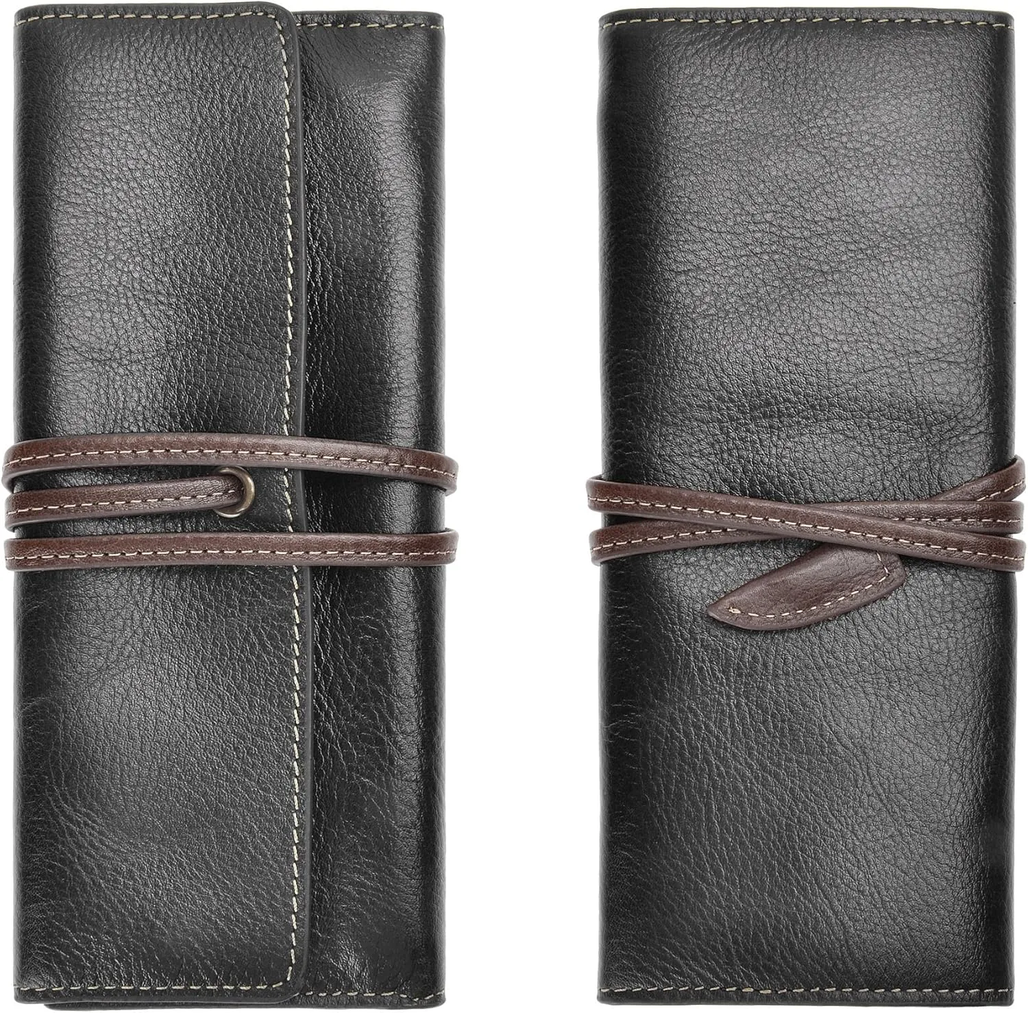 ZLYC Handmade Leather Pencil Case Soft Roll Bag Stationery Gift for Student